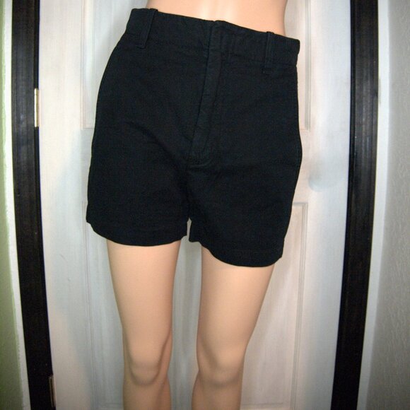 Black Chino Shorts High Rise by Vince Size 2 Flat Front with Pockets - Picture 1 of 14